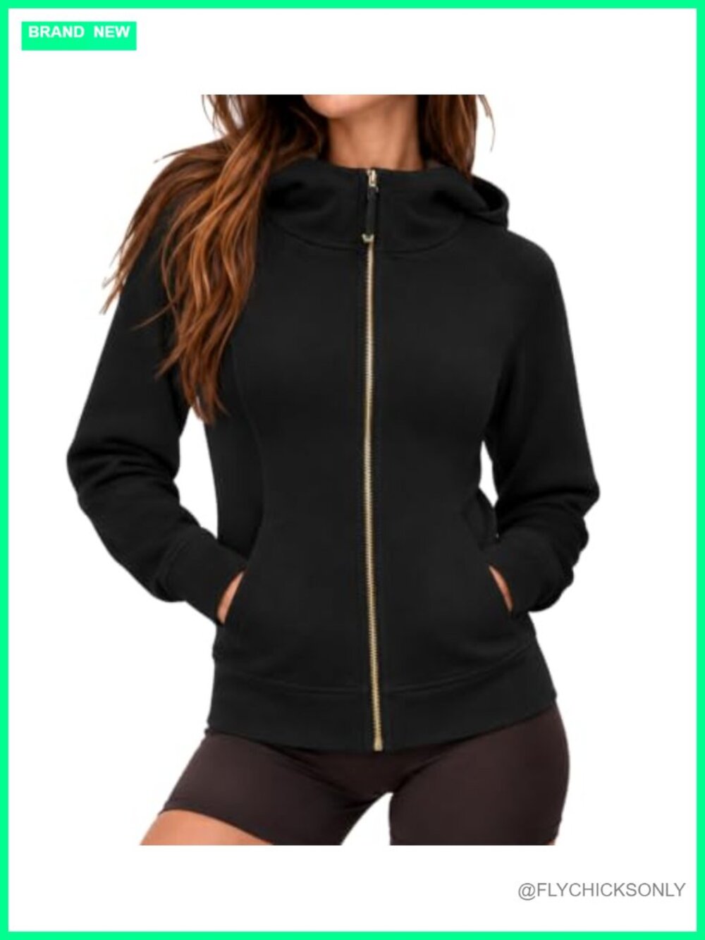 Women 100% Cotton Full Zip Hoodie Sweatshirt Athletic Jacket Fitted